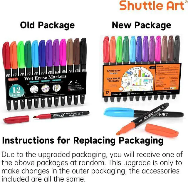 Alt view image 2 of 7 - Shuttle Art Wet Erase Markers 12 Colors 1mm Fine Tip Smudge-Free Markers | Perfect for Laminated Sheets, Whiteboards, Glass, Wipe Clean with Damp Cloth for Long-Lasting Markings Low-Odor Non-Toxic
