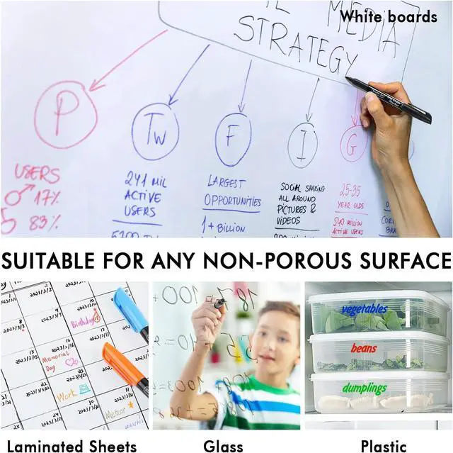 Alt view image 6 of 7 - Shuttle Art Wet Erase Markers 12 Colors 1mm Fine Tip Smudge-Free Markers | Perfect for Laminated Sheets, Whiteboards, Glass, Wipe Clean with Damp Cloth for Long-Lasting Markings Low-Odor Non-Toxic