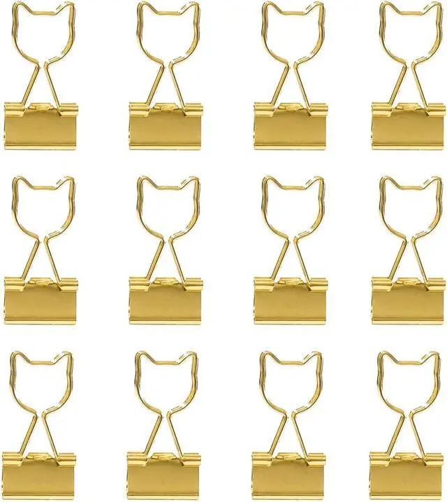 Alt view image 3 of 7 - Gold Binder Clips Assorted Sizes 30pcs Small, Medium, Large 0.75inch /1inch /1.25inch Cute Binder Clips for Office Home School Decor Supplies Cat Lover Choice