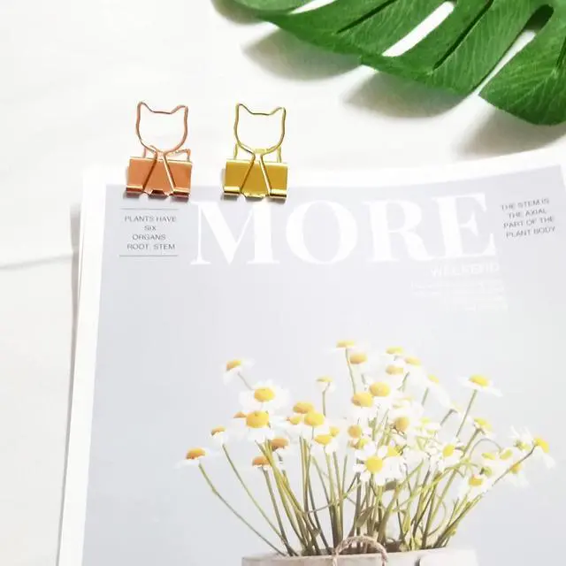 Alt view image 4 of 7 - Gold Binder Clips Assorted Sizes 30pcs Small, Medium, Large 0.75inch /1inch /1.25inch Cute Binder Clips for Office Home School Decor Supplies Cat Lover Choice
