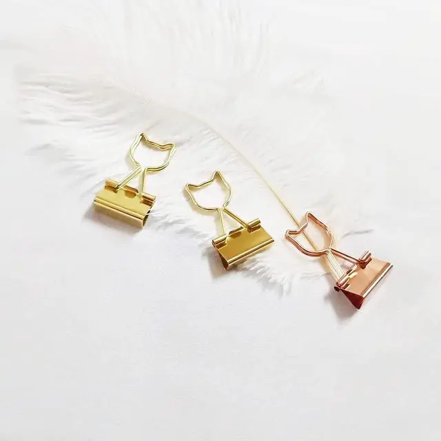 Alt view image 5 of 7 - Gold Binder Clips Assorted Sizes 30pcs Small, Medium, Large 0.75inch /1inch /1.25inch Cute Binder Clips for Office Home School Decor Supplies Cat Lover Choice