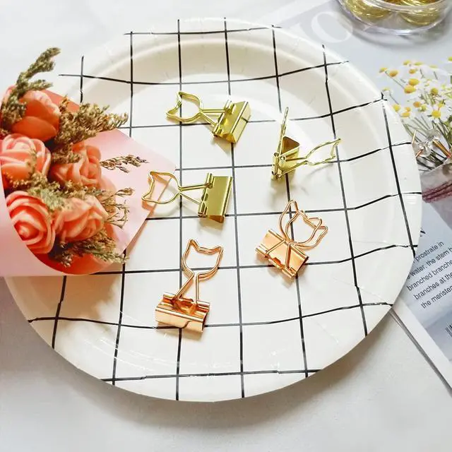 Alt view image 6 of 7 - Gold Binder Clips Assorted Sizes 30pcs Small, Medium, Large 0.75inch /1inch /1.25inch Cute Binder Clips for Office Home School Decor Supplies Cat Lover Choice