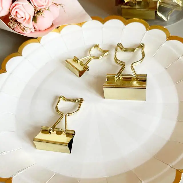 Alt view image 7 of 7 - Gold Binder Clips Assorted Sizes 30pcs Small, Medium, Large 0.75inch /1inch /1.25inch Cute Binder Clips for Office Home School Decor Supplies Cat Lover Choice