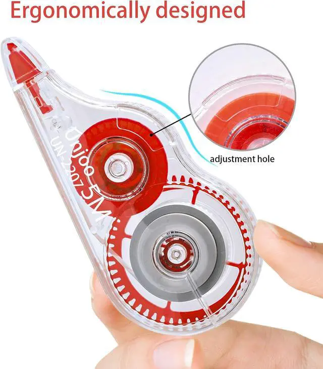 Alt view image 3 of 5 - Unjoo White Correction Tape, For school, Office (12pack, 5M/196"x0.2", Red) | Easy To Use Applicator for Instant Corrections Wrong Writing At Any Time, Tear-Resistant Correction tape Bulk