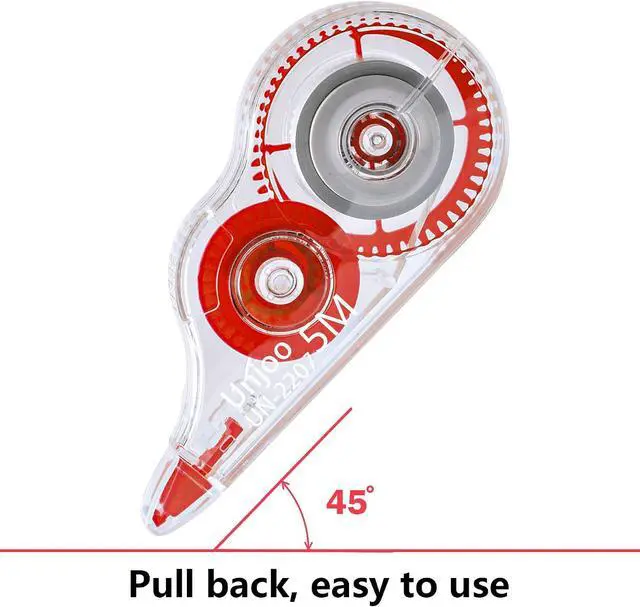 Alt view image 4 of 5 - Unjoo White Correction Tape, For school, Office (12pack, 5M/196"x0.2", Red) | Easy To Use Applicator for Instant Corrections Wrong Writing At Any Time, Tear-Resistant Correction tape Bulk