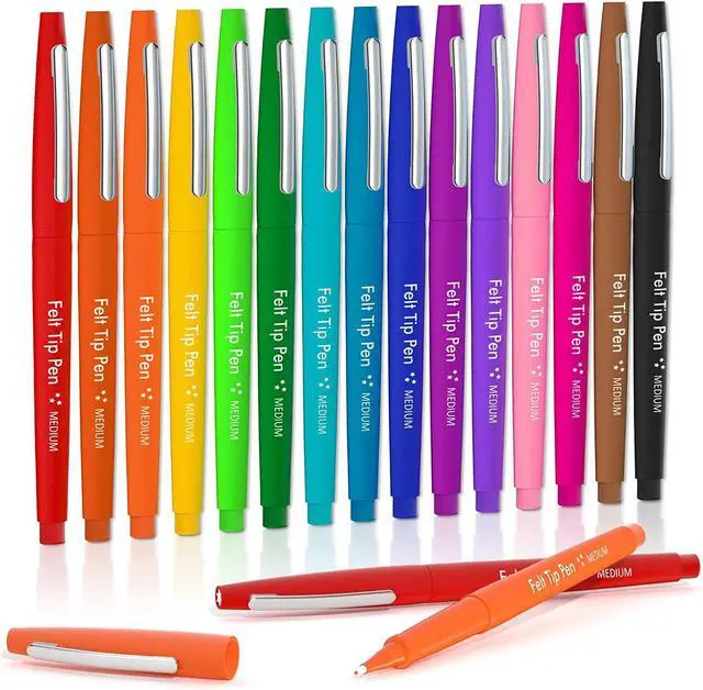 Main image of Lelix Felt Tip Pens, 15 Colors, 0.7mm Medium Point, Felt Tip Markers Pens for Journaling, Writing, Note Taking, Planner, Perfect for Art Office and School Supplies