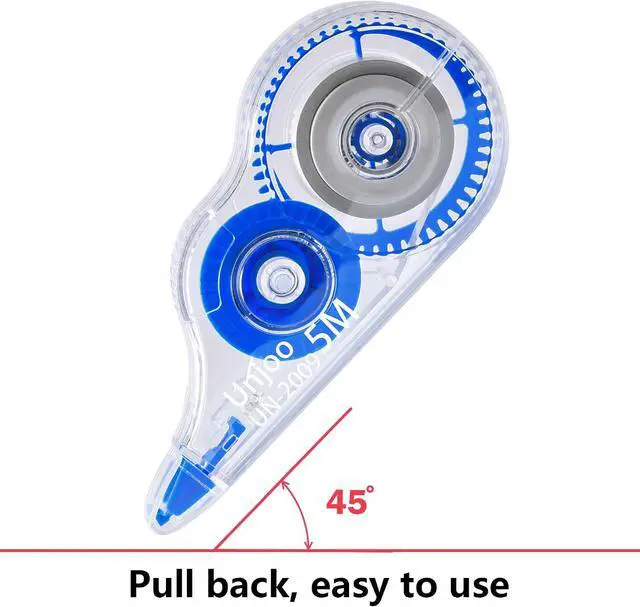 Alt view image 4 of 4 - Unjoo White Correction Tape, For school, Office, 12pack, 5M/196"x0.2",Blue | Easy To Use Applicator for Instant Corrections Wrong Writing At Any Time, Tear-Resistant Correction tape Bulk