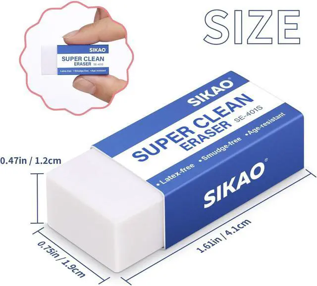 Alt view image 2 of 7 - White Erasers, 12 Pack Block Pencil Erasers Super Clean Non-Melting | Soft Erasers for Drawing, Sketching & Art Supplies, Smudge-Free for Homework School & Office