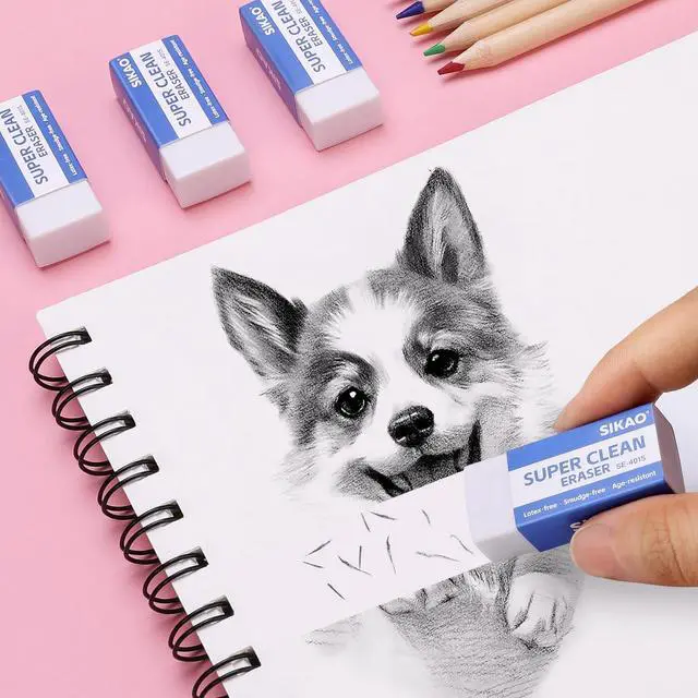 Alt view image 4 of 7 - White Erasers, 12 Pack Block Pencil Erasers Super Clean Non-Melting | Soft Erasers for Drawing, Sketching & Art Supplies, Smudge-Free for Homework School & Office