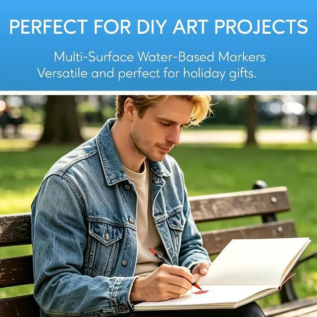 Alt view image 7 of 7 - Recheel Acrylic Paint Markers, 30 Colors Dual Tip Fine & Brush Pens for Art | For Rock, Wood, Canvas, Glass, Ceramic & More, Perfect for Multi-Surface DIY Crafts and Creative Art Projects