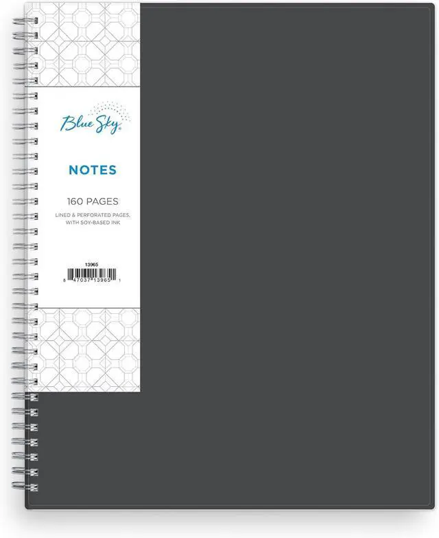 Main image of Blue Sky Notes Professional Notebook, Flexible Cover, Twin-Wire Binding, 8.5" x 11", Gray | Undated Journal, Flexible Cover, 160 Perforated Pages, Durable Twin Wire Binding, For Office and School