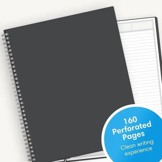 Alt view image 3 of 5 - Blue Sky Notes Professional Notebook, Flexible Cover, Twin-Wire Binding, 8.5" x 11", Gray | Undated Journal, Flexible Cover, 160 Perforated Pages, Durable Twin Wire Binding, For Office and School