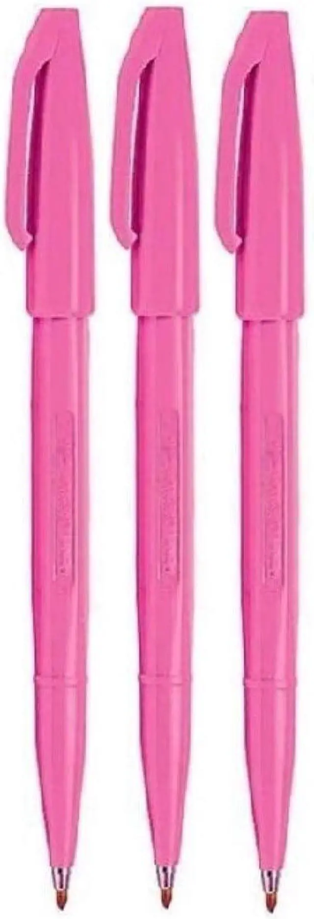 Main image of Pentel Pink Original Sign Pen S520 Fibre Tip Marker Pens Colour Fineliner 2mm Nib 1mm Line Width (Pack of 3)