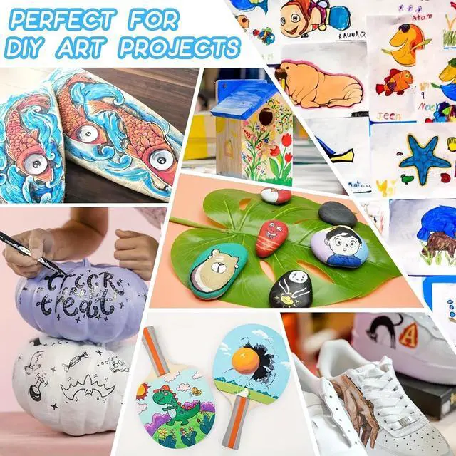 Alt view image 7 of 7 - TBC The Best Crafts Acrylic Paint Markers, 24 Colors Dual Tip Pen | Waterproof, Non-Toxic for Rock Painting, Wood, Glass, Ceramic, Fabric Art Supplies for Artists & Hobbyists
