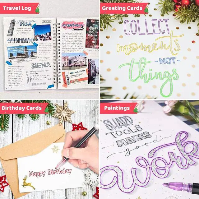 Alt view image 3 of 6 - ZSCM QUALITY DECIDES THE FUTURE Stocking Stuffers, Shimmer Outline Glitter Markers, Chriatmas Stocking Stuffers Gifts Trendy Stuff12 Super Squiggles Metallic Glitter Pens For Chriatmas Gifts