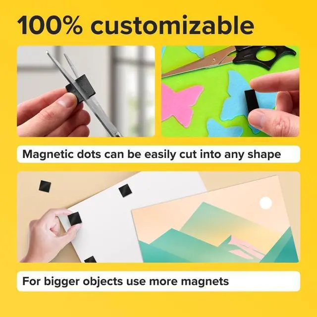 Alt view image 3 of 6 - Pre-Cut Adhesive Magnetic Tape Squares, 0.8"x0.08" (20x2mm), 36 pcs | Sticky Magnetic Tape Squares, Flexible, Easy to Use, No Cutting Needed, For Whiteboard, Fridge, Crafts & School