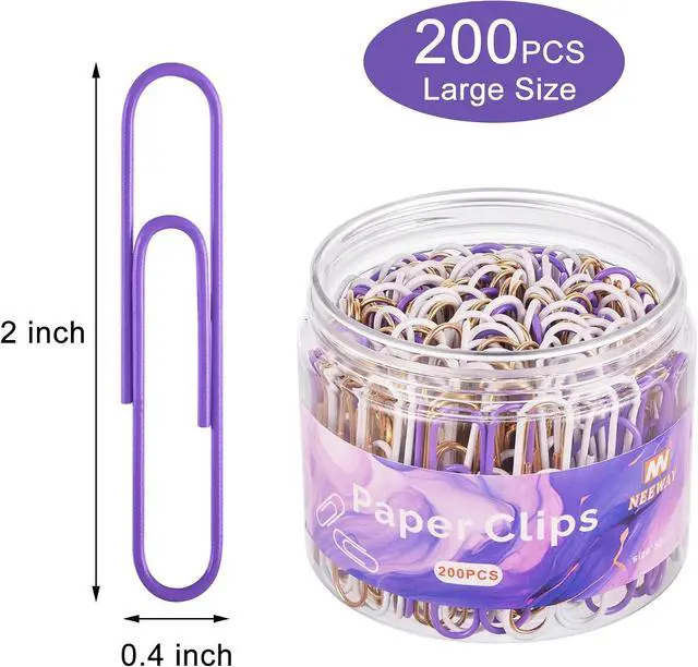 Alt view image 2 of 6 - NEEWAY 200pcs Large Purple Paper Clips, 2 Inch Jumbo Paper Clip, Ceative Colored Paperclips for Paperwork Office School and Personal Use