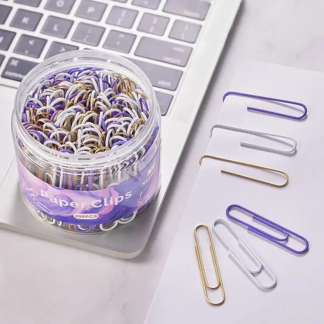 Alt view image 6 of 6 - NEEWAY 200pcs Large Purple Paper Clips, 2 Inch Jumbo Paper Clip, Ceative Colored Paperclips for Paperwork Office School and Personal Use