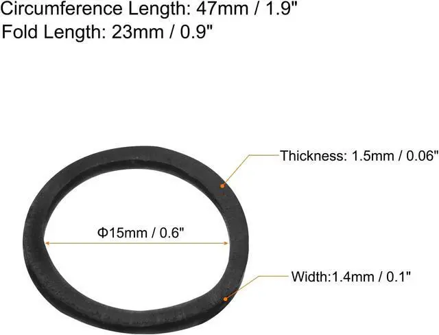 Alt view image 2 of 5 - MECCANIXITY 100 Pack Rubber Band Stretchable Rubber Elastic Band Black 15mm x 1.4mm Hair Rubber Bands for Home Office
