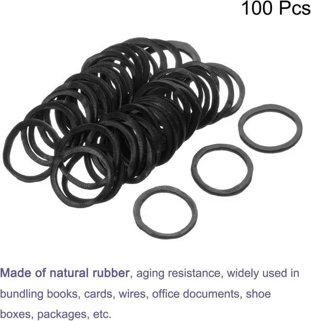Alt view image 3 of 5 - MECCANIXITY 100 Pack Rubber Band Stretchable Rubber Elastic Band Black 15mm x 1.4mm Hair Rubber Bands for Home Office