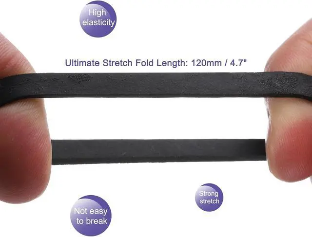 Alt view image 4 of 5 - MECCANIXITY 100 Pack Rubber Band Stretchable Rubber Elastic Band Black 15mm x 1.4mm Hair Rubber Bands for Home Office