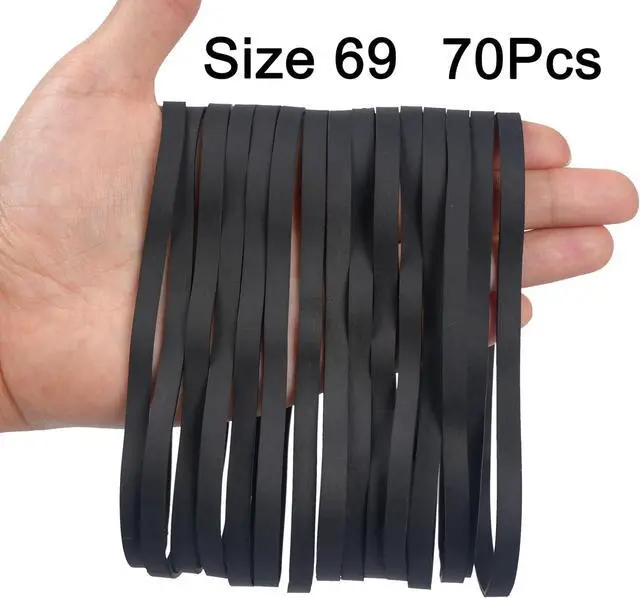 Alt view image 3 of 6 - Rubber Bands Long 70Pcs Size69 Big Black Strong Elasticity Elastic Band | Heavy Duty Wide Thick Large Rubber Band for Office supplies (5.9" x 0.24")