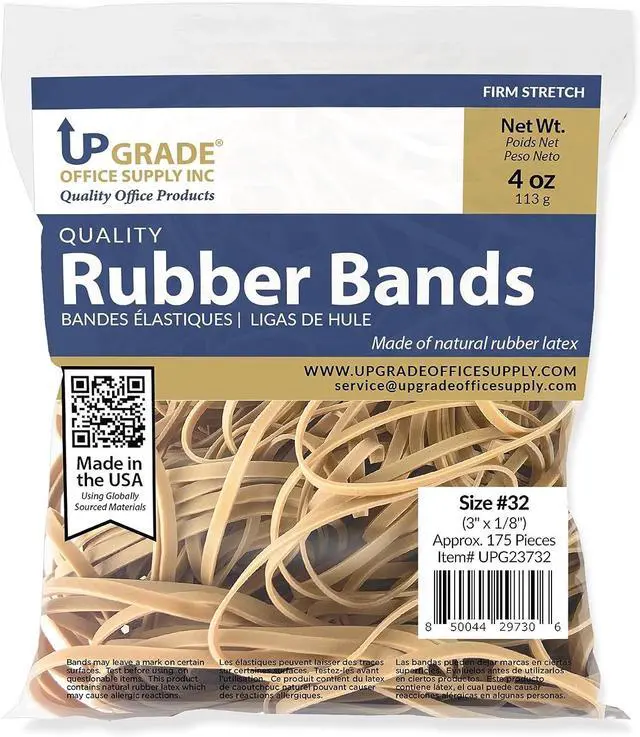 Alt view image 2 of 7 - Upgrade Office Supply UPG23732 Rubber Bands, Size 32 (3 x 1/8 Inch), 175 Bands, 1/4 lb, USA