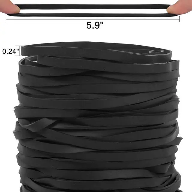 Alt view image 2 of 6 - Rubber Bands Long 70Pcs Size69 Big Black Strong Elasticity Elastic Band | Heavy Duty Wide Thick Large Rubber Band for Office supplies (5.9" x 0.24")