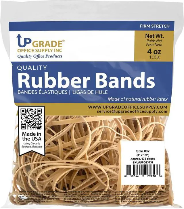 Alt view image 6 of 7 - Upgrade Office Supply UPG23732 Rubber Bands, Size 32 (3 x 1/8 Inch), 175 Bands, 1/4 lb, USA