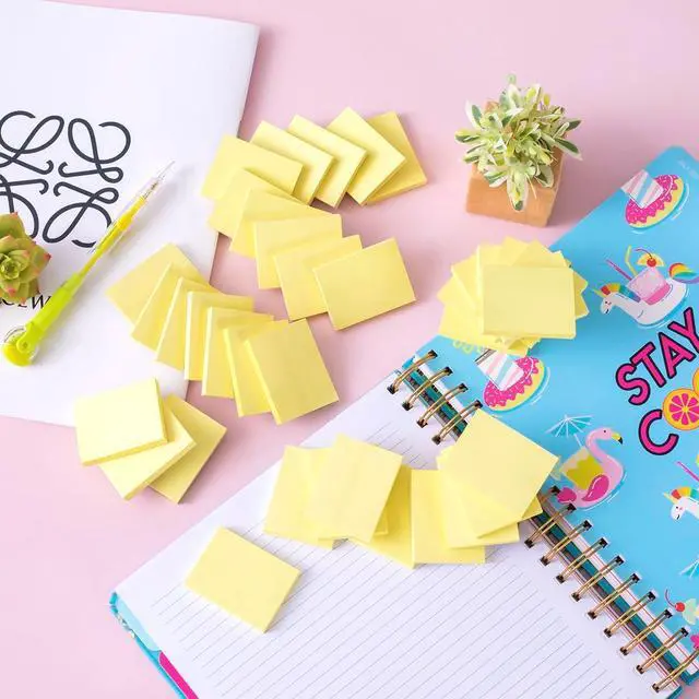 Alt view image 4 of 6 - (50 Pads) Sticky Notes 1.5x2, Yellow Sticky Pads, Self-Stick Pads, | Recyclable Easy to Post for Home, Office, Notebook