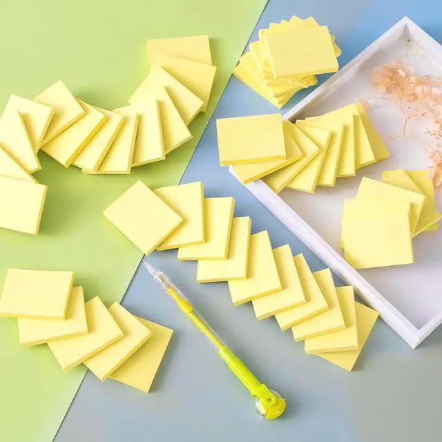 Alt view image 5 of 6 - (50 Pads) Sticky Notes 1.5x2, Yellow Sticky Pads, Self-Stick Pads, | Recyclable Easy to Post for Home, Office, Notebook