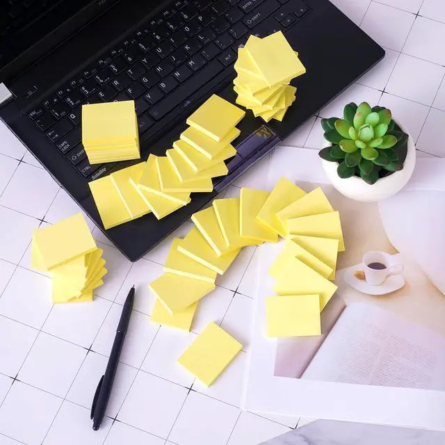 Alt view image 6 of 6 - (50 Pads) Sticky Notes 1.5x2, Yellow Sticky Pads, Self-Stick Pads, | Recyclable Easy to Post for Home, Office, Notebook