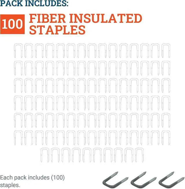 Alt view image 2 of 6 - Cloverdale - Insulated Cable Staples, 3/4 in, 100 Pack, for Ethernet & Coax | Insulated pvc cable staples, 3/4 inch nail-in u clips wire staples for low voltage, coaxial, speaker, and ethernet wires