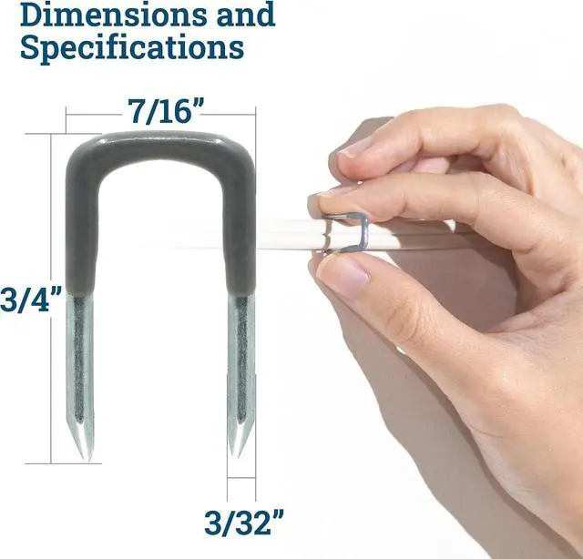 Alt view image 3 of 6 - Cloverdale - Insulated Cable Staples, 3/4 in, 100 Pack, for Ethernet & Coax | Insulated pvc cable staples, 3/4 inch nail-in u clips wire staples for low voltage, coaxial, speaker, and ethernet wires