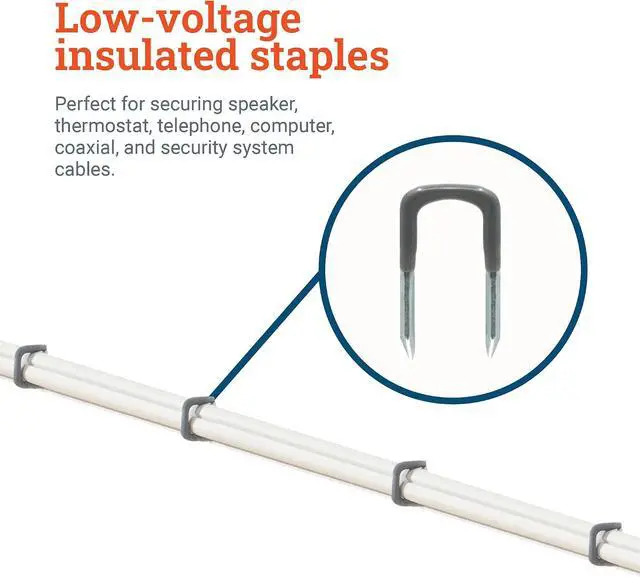 Alt view image 5 of 6 - Cloverdale - Insulated Cable Staples, 3/4 in, 100 Pack, for Ethernet & Coax | Insulated pvc cable staples, 3/4 inch nail-in u clips wire staples for low voltage, coaxial, speaker, and ethernet wires