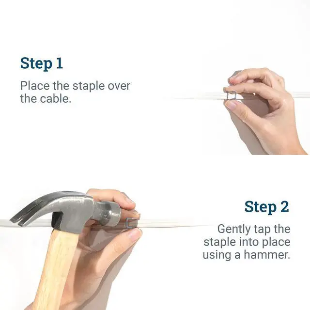 Alt view image 4 of 6 - Cloverdale - Insulated Cable Staples, 3/4 in, 100 Pack, for Ethernet & Coax | Insulated pvc cable staples, 3/4 inch nail-in u clips wire staples for low voltage, coaxial, speaker, and ethernet wires