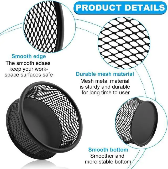 Alt view image 3 of 7 - 2Pcs Paper Clip Holder Paperclip Holders for Desk,Mesh Wire Mesh Bowls