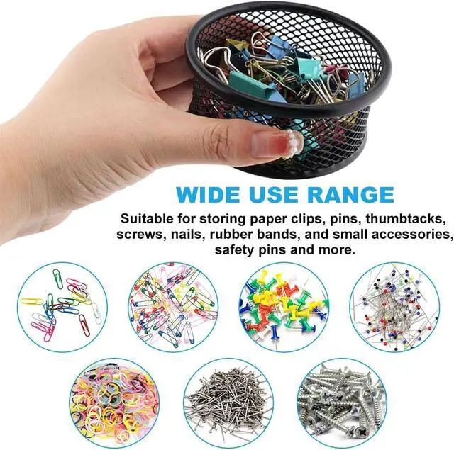 Alt view image 4 of 7 - 2Pcs Paper Clip Holder Paperclip Holders for Desk,Mesh Wire Mesh Bowls