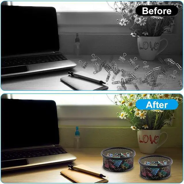 Alt view image 5 of 7 - 2Pcs Paper Clip Holder Paperclip Holders for Desk,Mesh Wire Mesh Bowls