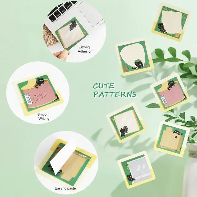 Alt view image 5 of 7 - 30 Pads Animal Sticky Notes, Cute Note Pads Self Adhesive Cat Notes Memo Pads Notes Page School Tab for School Office Supplies