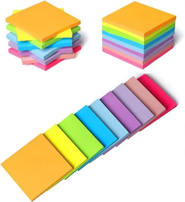 Alt view image 4 of 7 - Sticky Notes 3x3 Inches, 9 Color,18 Pads/Pack,1008 Sheets, Self-Stick Note Pads, 56Sheets/pad Notebook,Use for School,Home, Office, Notebook (Bright Color)
