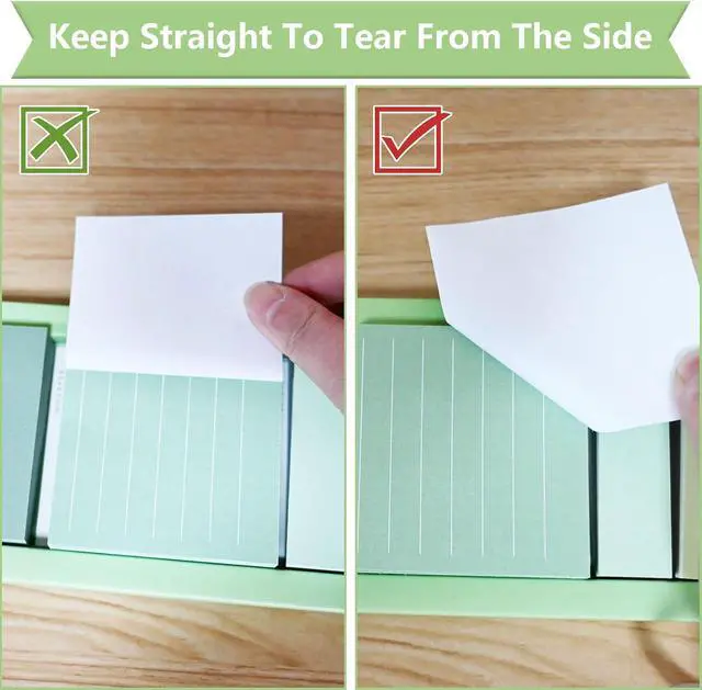 Alt view image 4 of 7 - Green Lined Sticky Notes Set, 240 Sheets Pastel Sticky Note Pads, Self-Stick Index Tabs Cute Memo Notepads for School, Office and Home