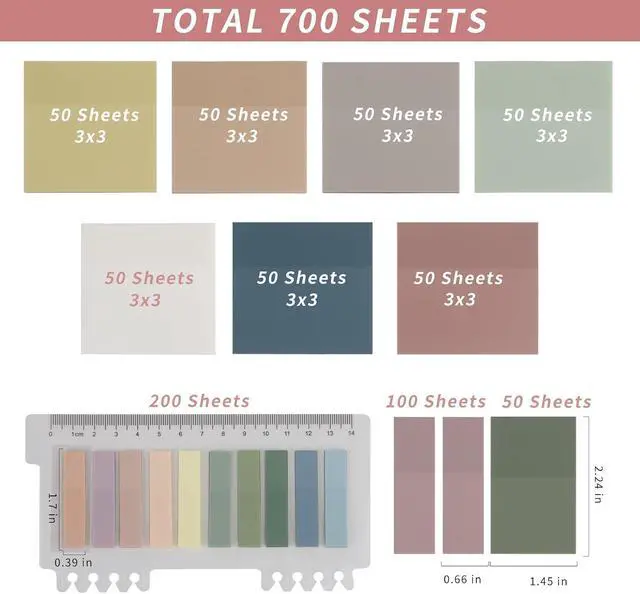 Alt view image 2 of 7 - ONEDONE Transparent Sticky Notes 700 Sheets -Clear Sticky Notes for Annotating Books Translucent Book Tabs Book Page Markers Office & School Supplies