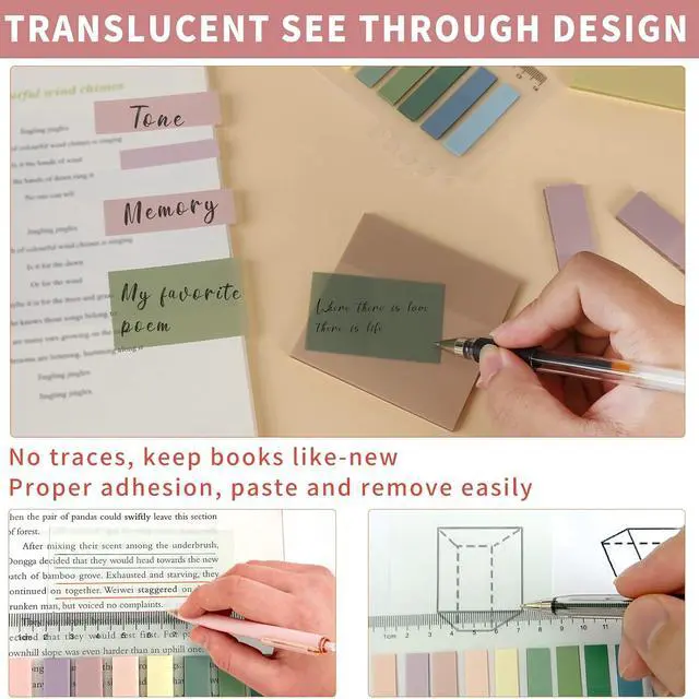 Alt view image 4 of 7 - ONEDONE Transparent Sticky Notes 700 Sheets -Clear Sticky Notes for Annotating Books Translucent Book Tabs Book Page Markers Office & School Supplies