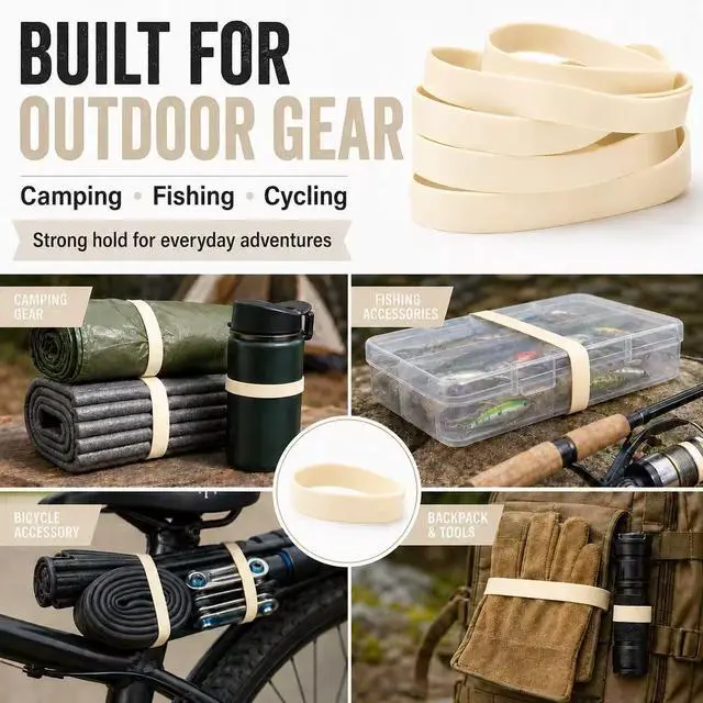 Alt view image 3 of 7 - Size #82 Rubber Bands, 60 Pack Heavy Duty Wide Elastic Bands, Extra Thick Tactical Rubber Bands for Camping, Fishing, Cycling, Survival Kit, Office, Tools and Outdoor Gear