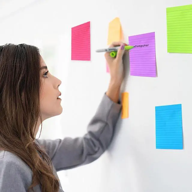 Alt view image 5 of 6 - HQCME 9 Pads Lined Sticky Notes 4x6 in, Bright Large Notepads with Lines | Super Sticking Power Memo Pads, Self-Stick Note Pads, Easy to Post for Office, School, Home, 35 Sheets/Pad