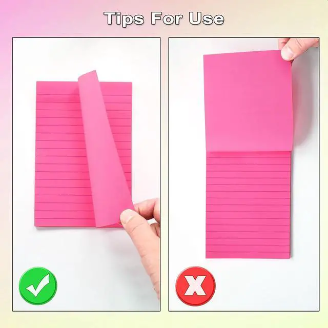 Alt view image 6 of 6 - HQCME 9 Pads Lined Sticky Notes 4x6 in, Bright Large Notepads with Lines | Super Sticking Power Memo Pads, Self-Stick Note Pads, Easy to Post for Office, School, Home, 35 Sheets/Pad