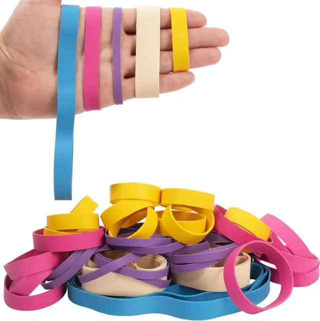 Alt view image 2 of 7 - 65Pcs Rubber Bands Multicolor Assorted Sizes #82#84 size94 size64 size107 | Mixed Wide Elastic Bands,for Survival Office Supply Tactical