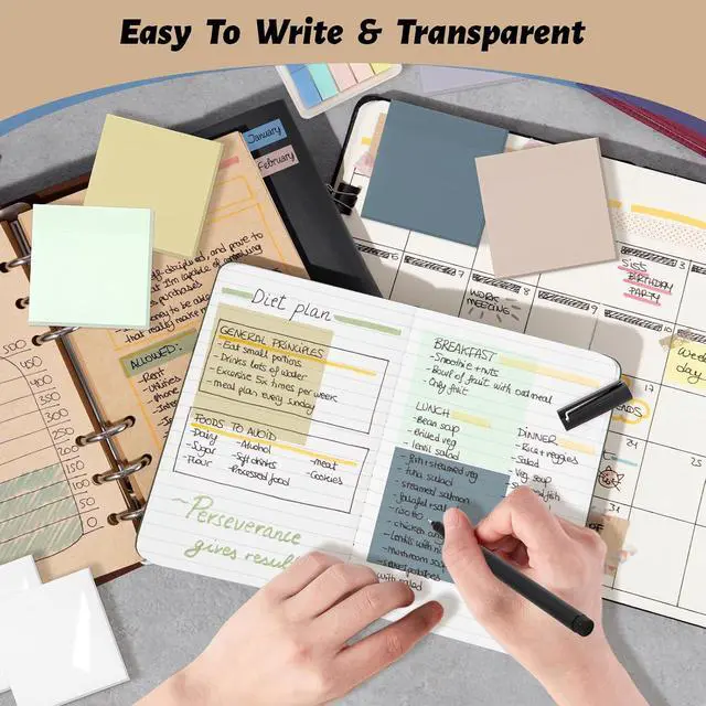 Alt view image 6 of 7 - 800 Sheets Transparent Sticky Notes 3" X 3" for School Office Supplies | Clear Translucent Self-Adhesive Sticky Notes for Back to School & Office Supplies, See Through Reveals Underlying Bible Text