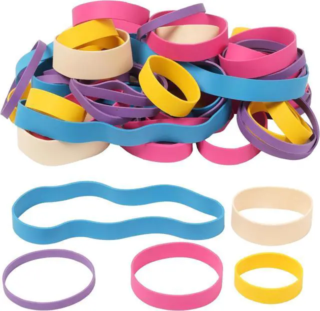 Alt view image 3 of 7 - 65Pcs Rubber Bands Multicolor Assorted Sizes #82#84 size94 size64 size107 | Mixed Wide Elastic Bands,for Survival Office Supply Tactical